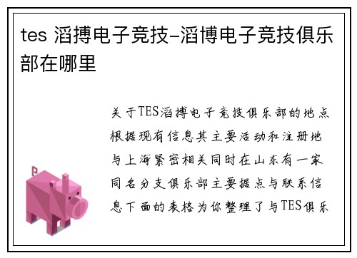 tes 滔搏电子竞技-滔博电子竞技俱乐部在哪里
