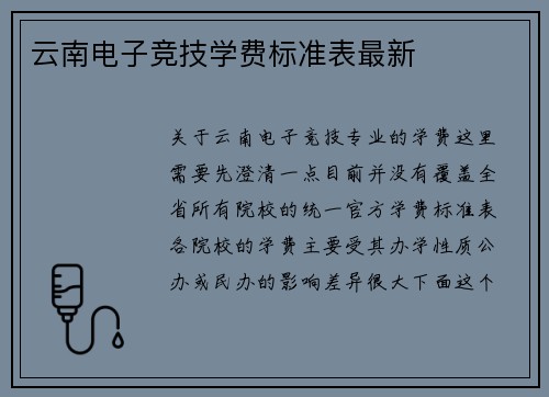 云南电子竞技学费标准表最新